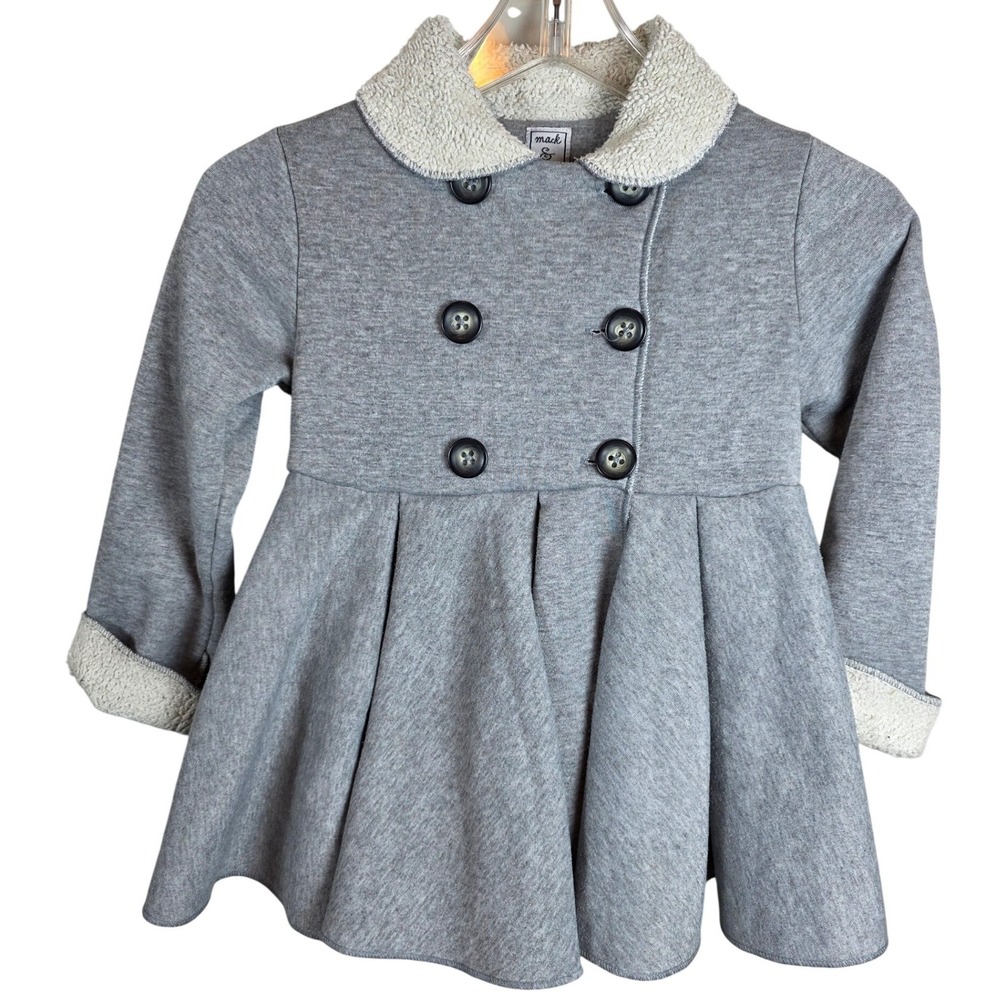 Mack & Co Girls‎ Sz S Gray Sherpa Collar Pleated Peacoat Size S Preppy Cute